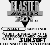 Blaster Master Boy Title Screen